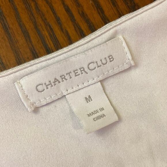 Charter Club Eyelet Checkered Plaid 3/4 Casual Blouse Top Shirt Women’s Size M - Picture 2 of 11